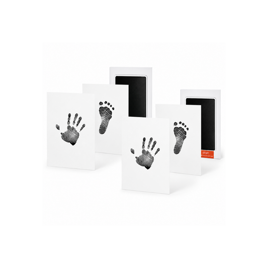 Black inkless handprint and footprint keepsake cards, 2 print sets with ink pad