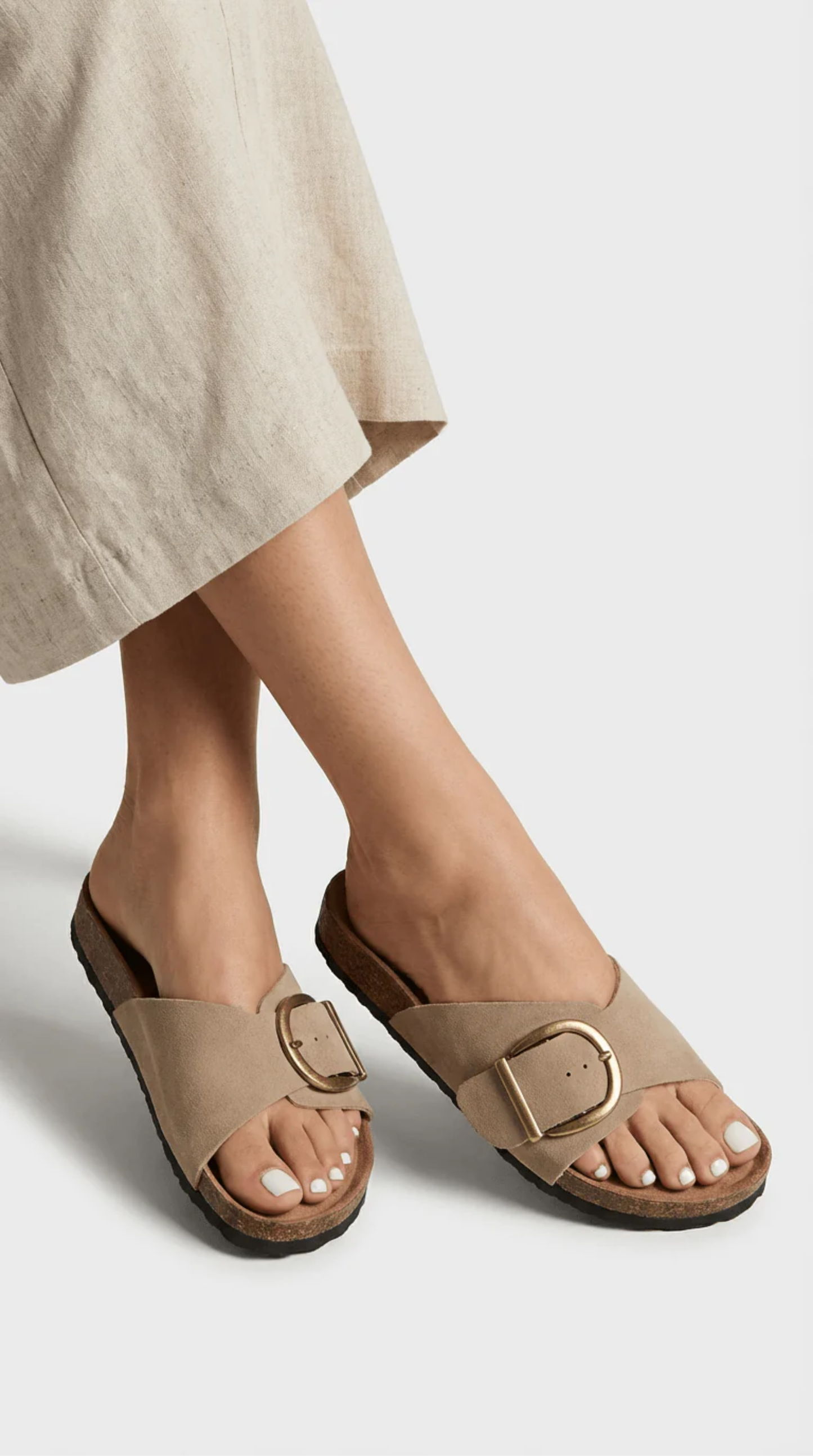 Buckle Slide Sandals Women – Wide Strap & Ergonomic Footbed, Patio Season Everyday Comfort
