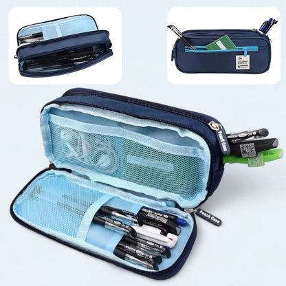 Canvas pencil case in navy blue