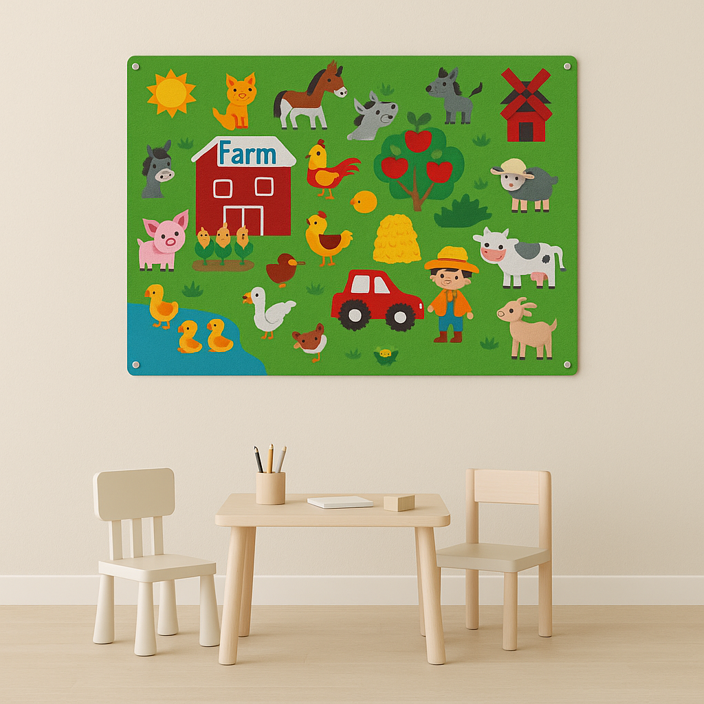 Felt board pastel classroom farm decor