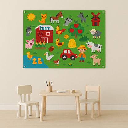 Felt board pastel classroom farm decor