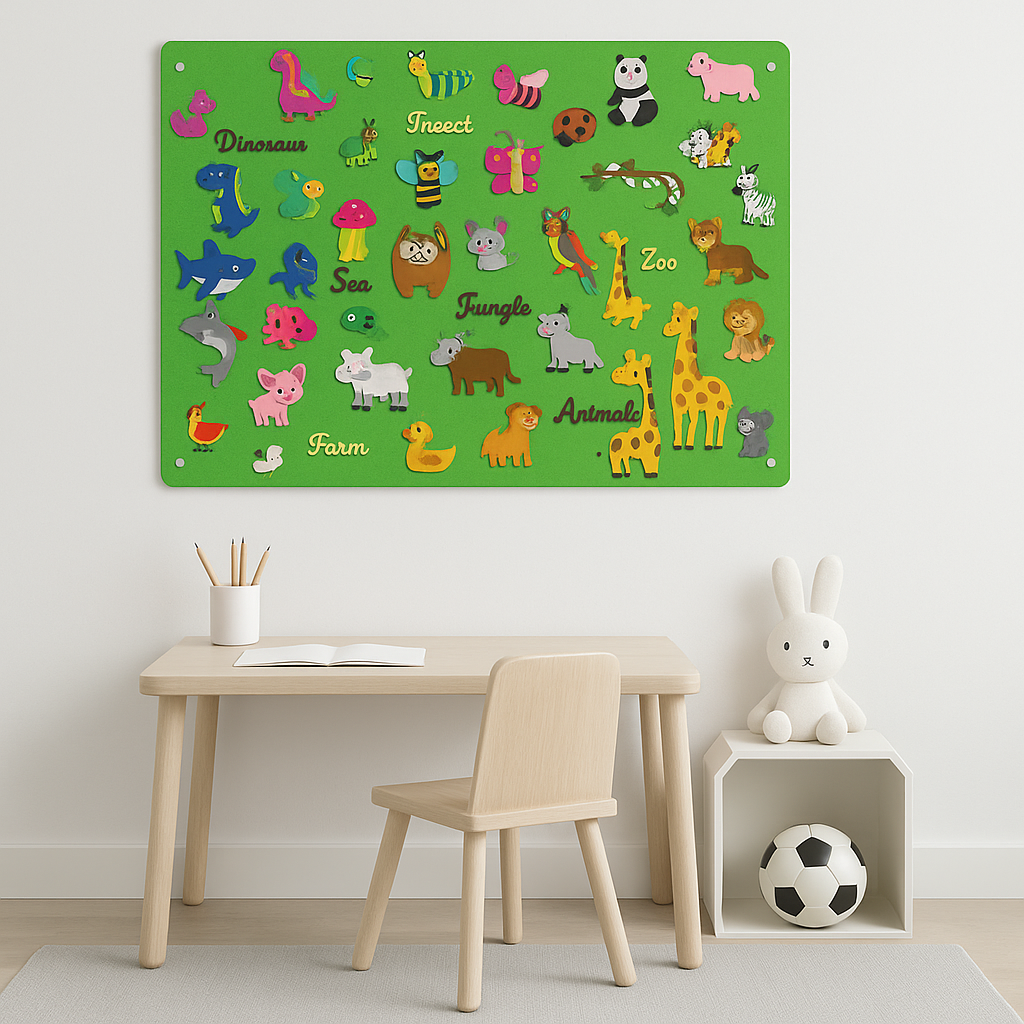 Felt board in Scandinavian kids room