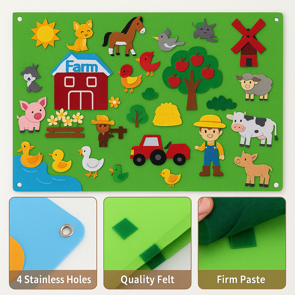 Farm felt board close up detail pieces