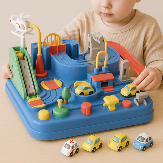Kids Race Track Adventure Set emerald blue with mini cars