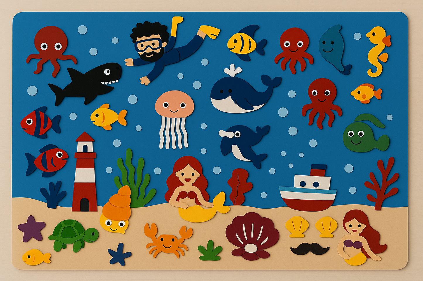 Kids felt board Underwater World theme with sea creatures