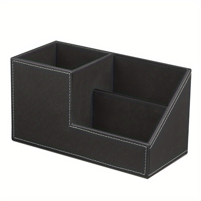 Leather-look desk organiser black