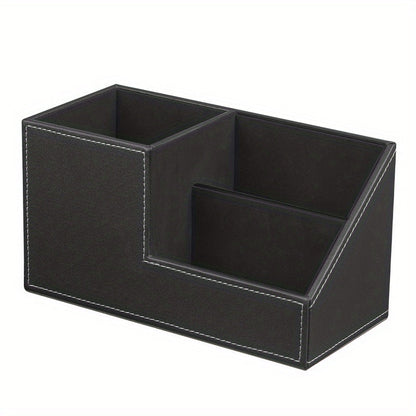 Leather-look desk organiser black