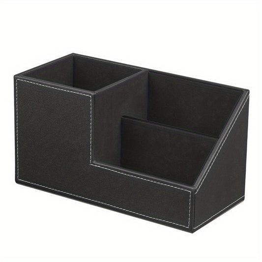 Leather-look desk organiser black