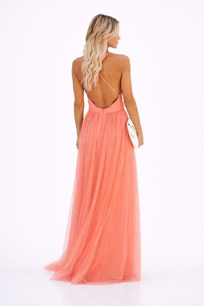 Backless Maxi Dress Women – Deep V-Neck & Thigh Slit, Summer Evening Party Elegance