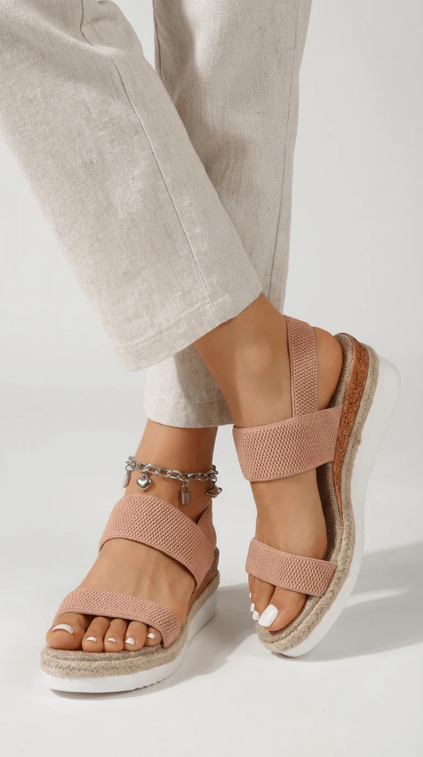 Platform Elastic Strap Sandals Women – Stretch Fit & Chunky Sole, Patio Season All-Day Comfort