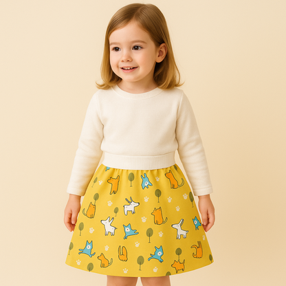 Kids Printed Pants & Skirt Set — Cute Animal Patterns