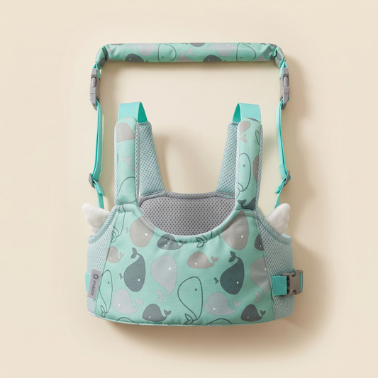 Baby walking harness belt in Mint Whale design
