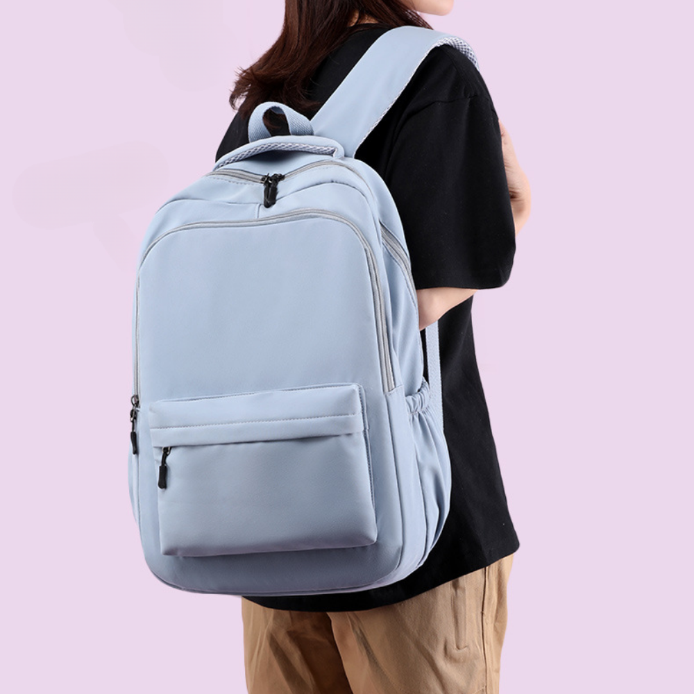 Blue laptop backpack side detail