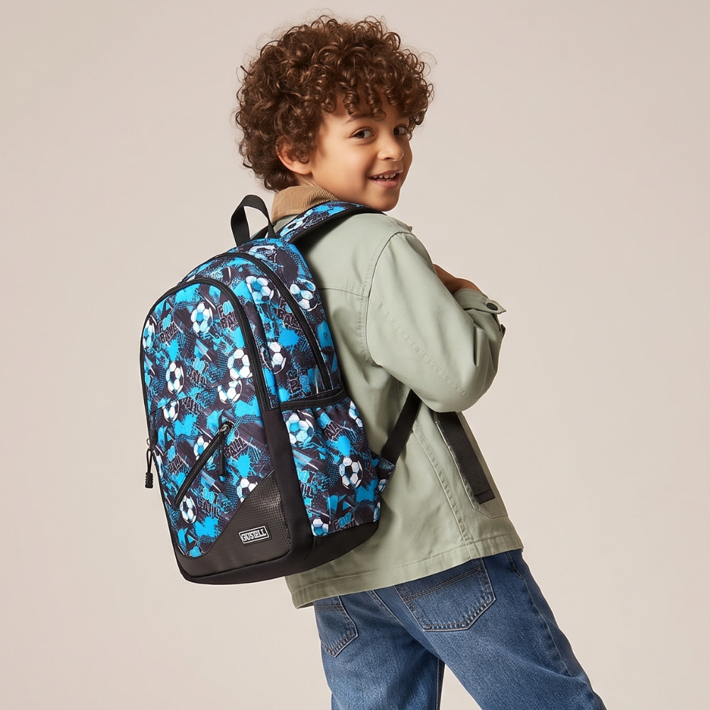 Football backpack side view