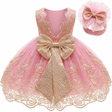 Baby Girl Lace Party Dress with Big Bow - Sizes 3-24 Months thumbnail 1