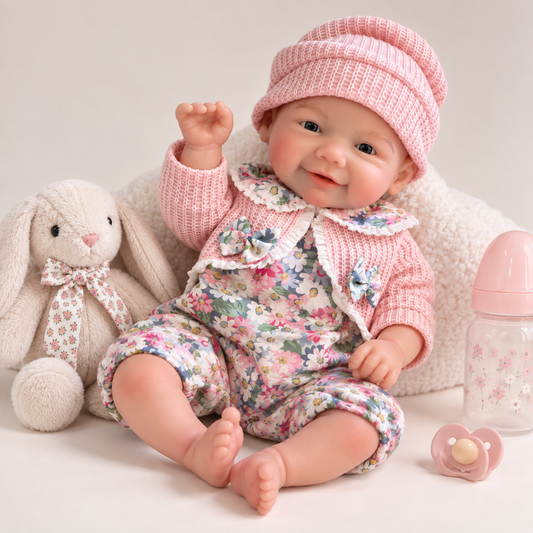 silicone reborn baby doll, close-up of face