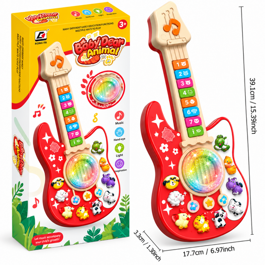 Red animal friends electronic toy guitar with lights