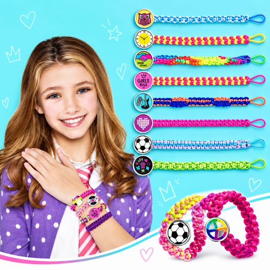 DIY friendship bracelet making kit, finished bracelet examples