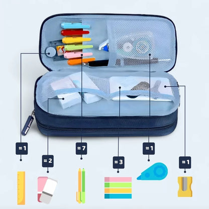 Pencil case filled with pens