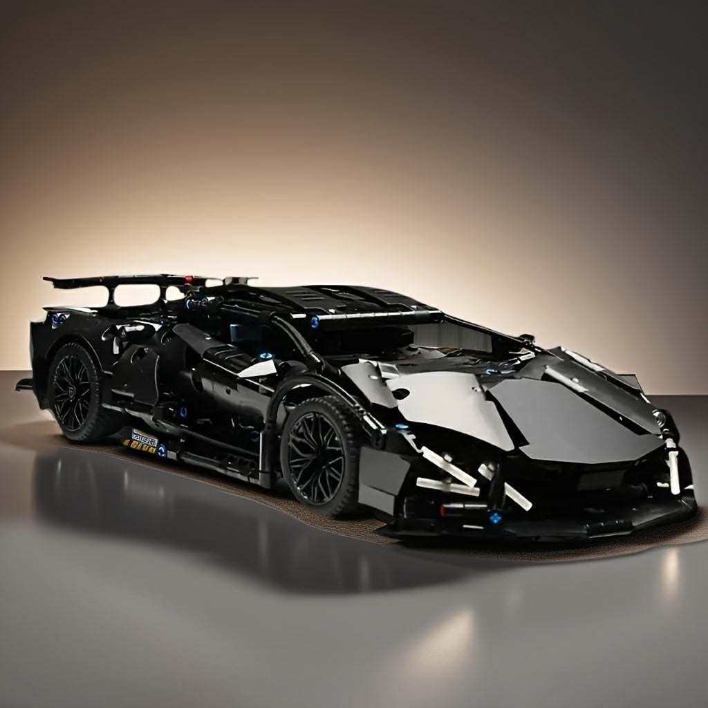 Black supercar building set engine bay