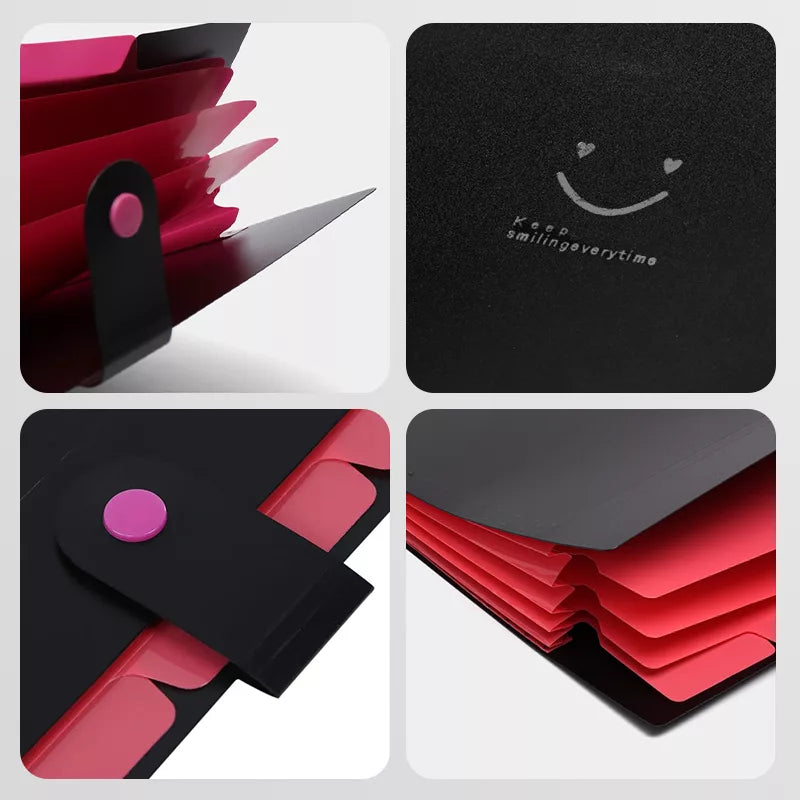 A4 file folder open showing pockets