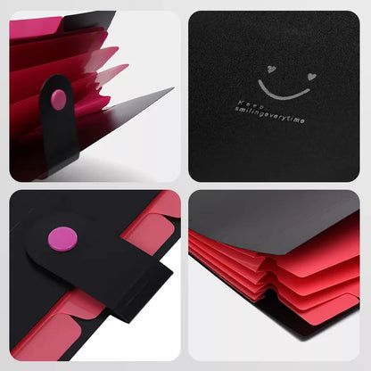 A4 file folder open showing pockets