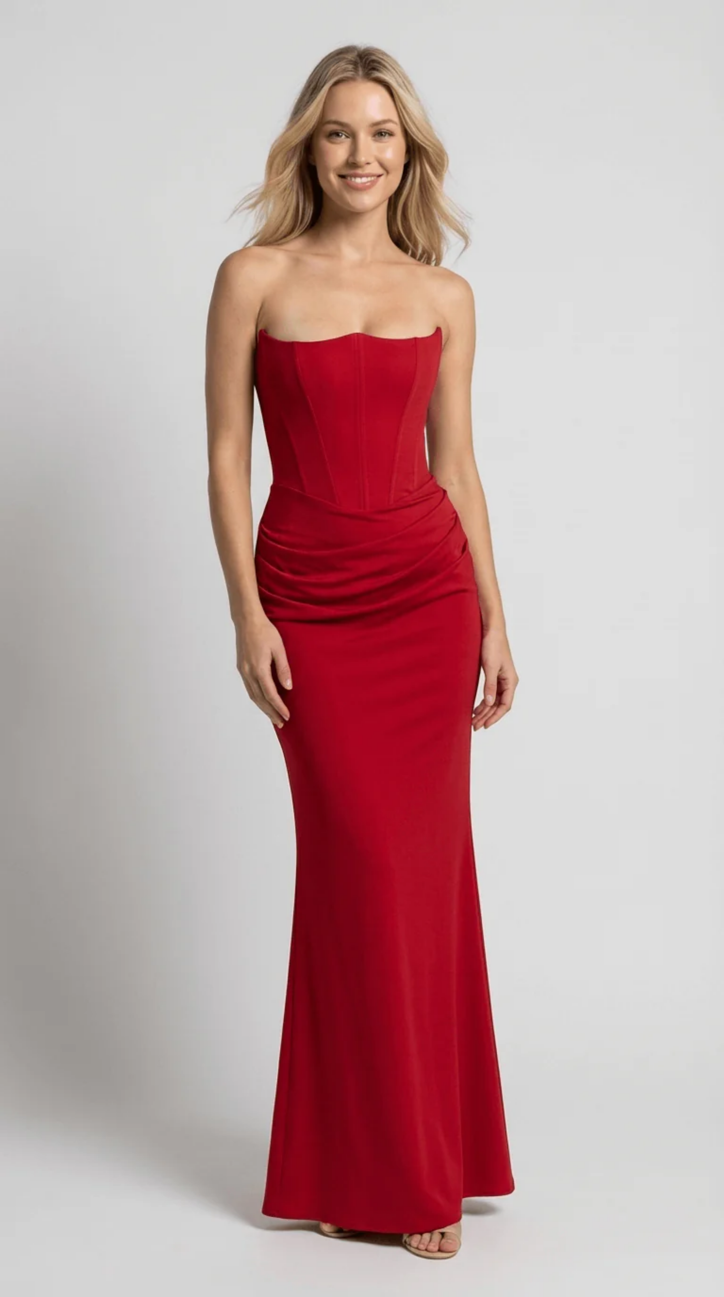 Strapless Satin Maxi Dress Women – Structured Bodice & Floor-Length Skirt, Summer Wedding Guest Canada