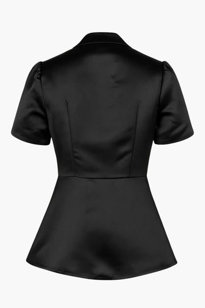 High-Neck Button Blouse Women – Structured Fit & Front Button Detail, Office Chic Elegant