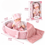 12" Baby Doll Gift Set with Carry Basket & Blanket thumbnail 3
