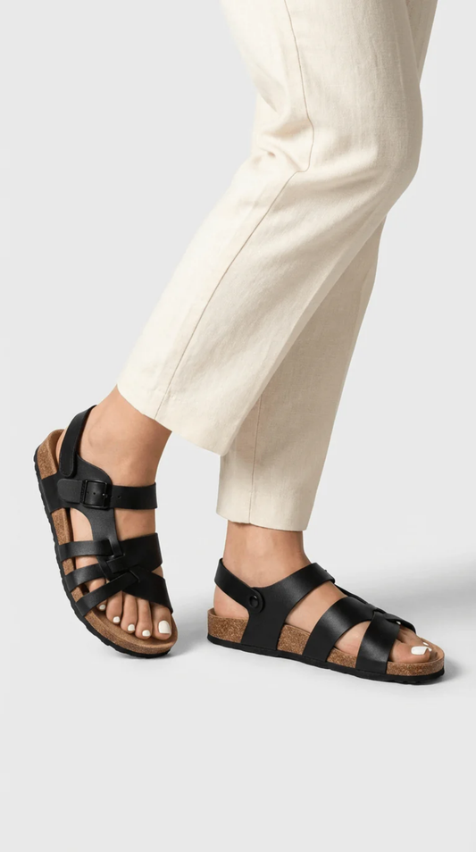 Multi-Strap Ergonomic Sandals Women – Wide Fit & Contoured Footbed, Patio Season Everyday