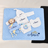 Personalised 6-Piece Newborn Baby Gift Set with Embroidered Name thumbnail 1