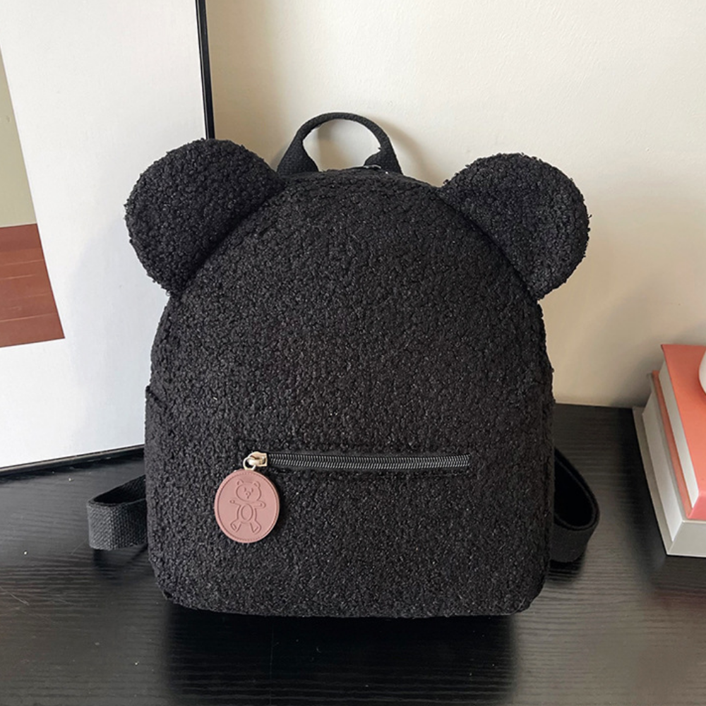 Black teddy bear kids backpack