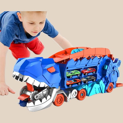 Dinosaur transporter truck toy with mini cars for children