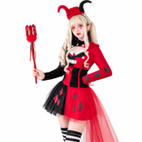 Red & Black Harlequin Jester Costume - Girls & Adults thumbnail 3