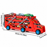 Transforming Truck Transporter Playset with 6 Mini Cars thumbnail 3