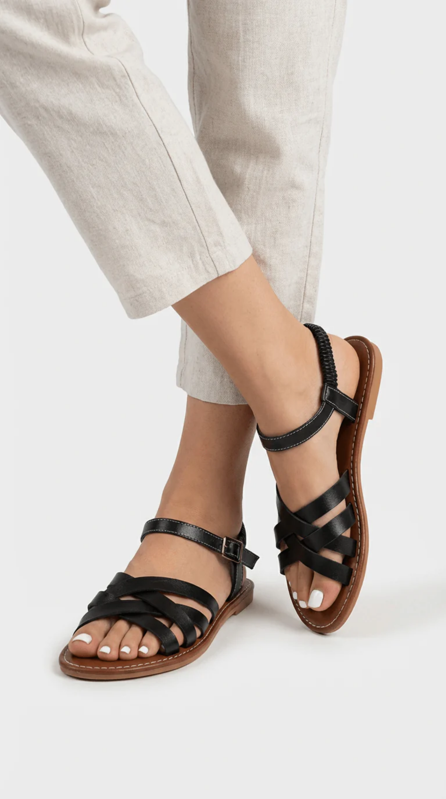 Cross-Strap Sandals Women – Adjustable Ankle Strap & Open Toe, Patio Season Summer Comfort Canada