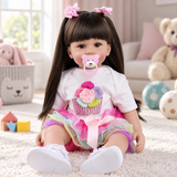 Realistic Reborn Toddler Doll - 22 Inch Soft Vinyl Baby Girl with Cupcake Dress thumbnail 3