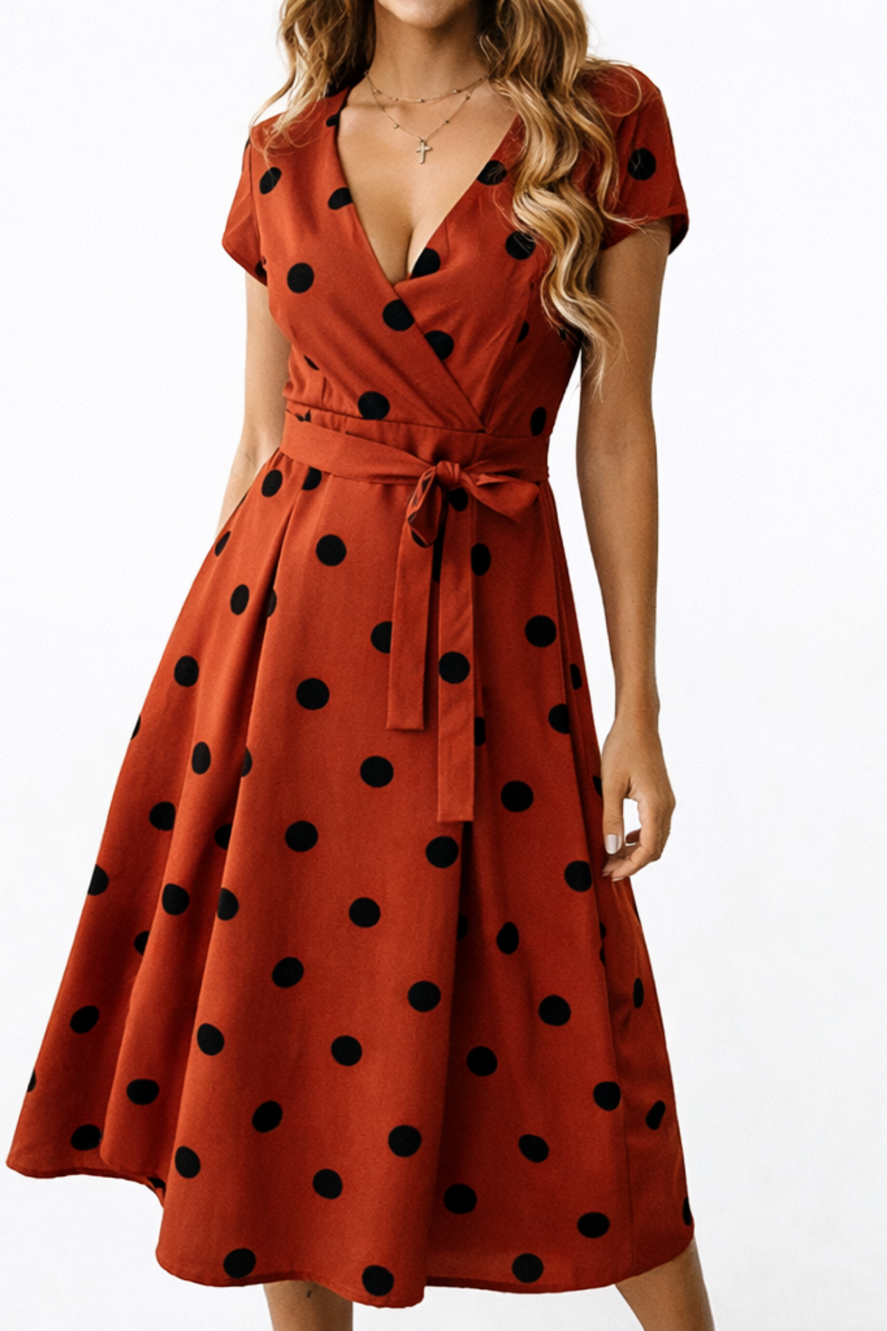 Polka Dot Midi Dress Women – Fluid Silhouette & Classic Print, Summer Garden Party Elegant