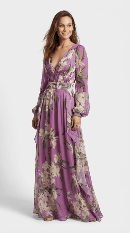 Floral Wrap Maxi Dress Women – V-Neck & Boho Silhouette, Summer Wedding Guest Canada