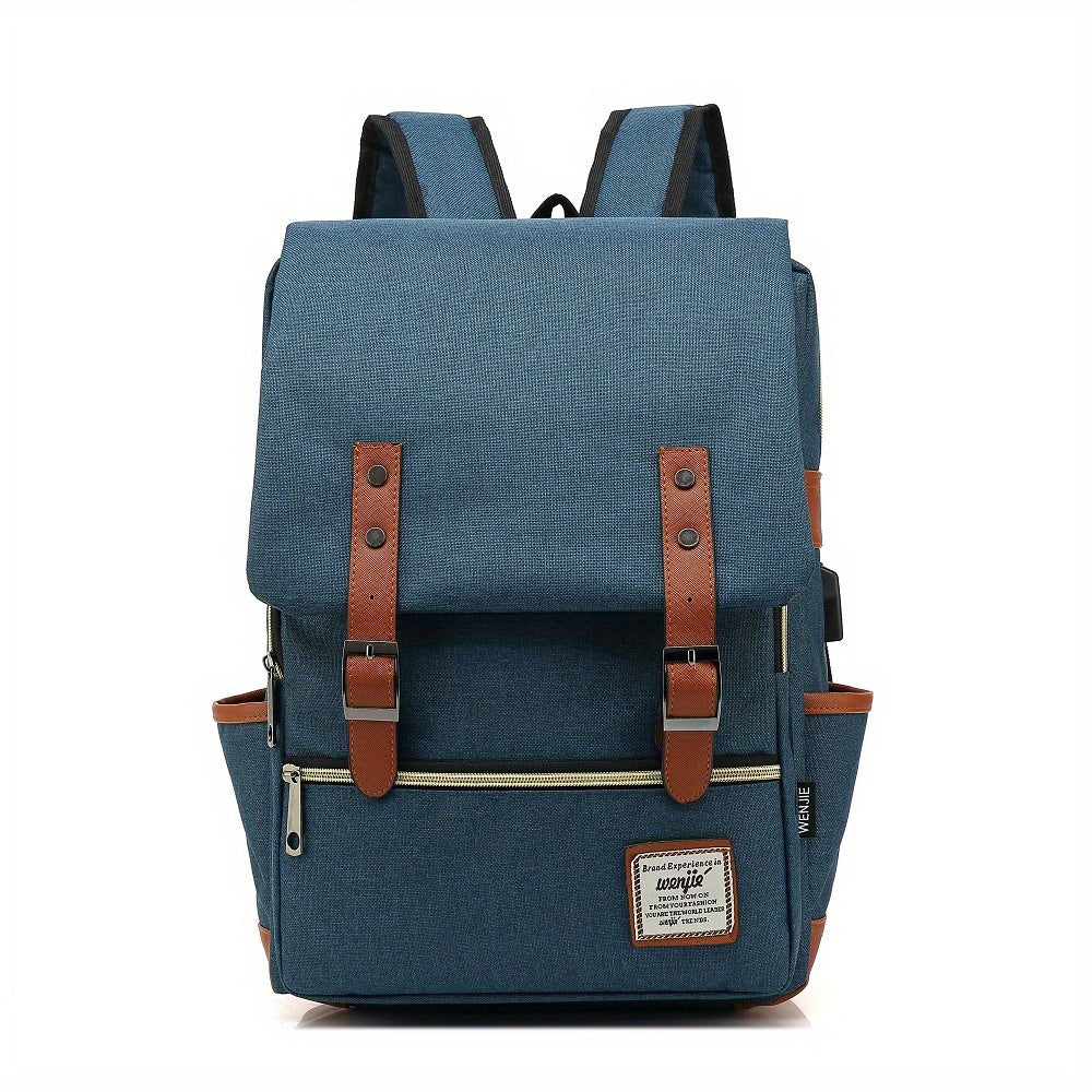 Unisex waterproof laptop backpack in dark blue