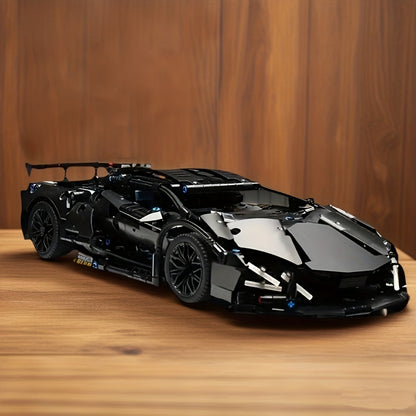 Black supercar building set side view