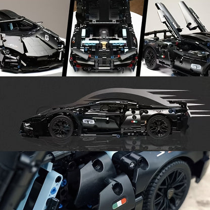 Black supercar building set overview
