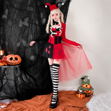 Red & Black Harlequin Jester Costume - Girls & Adults thumbnail 4