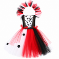 Girls Dalmatian-Spot Villain Costume - 4-Piece Tutu Set