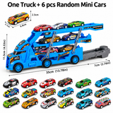 Transforming Truck Transporter Playset with 6 Mini Cars thumbnail 4