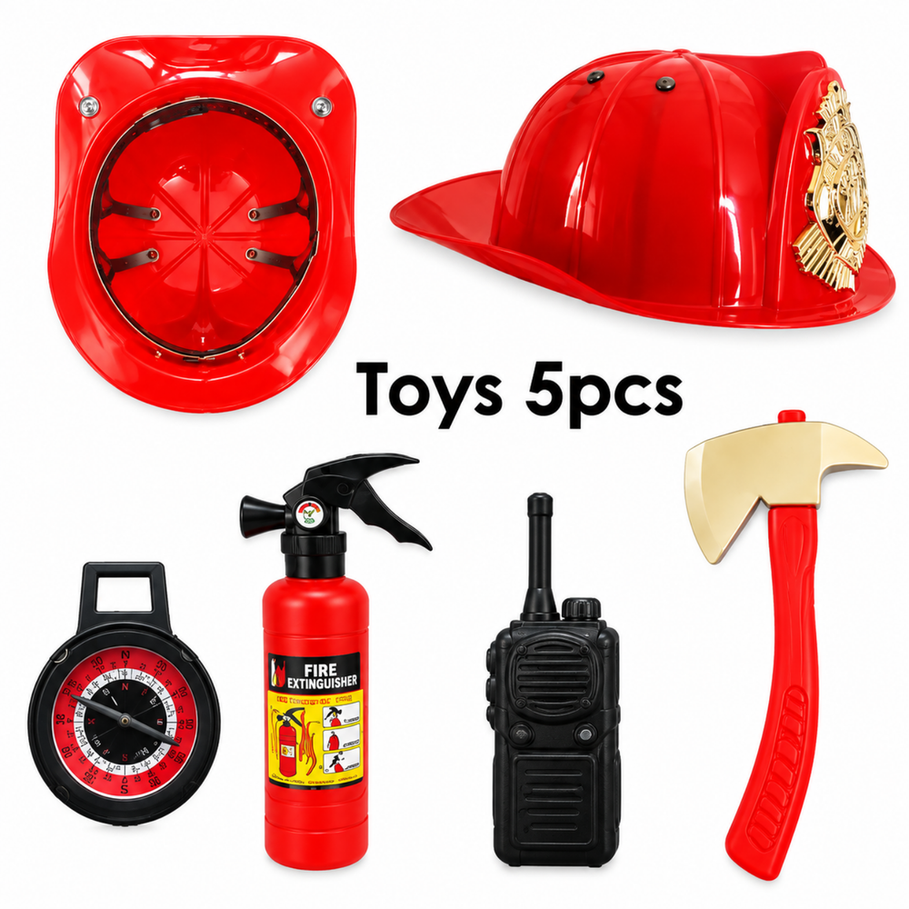 Kids Firefighter Cosplay Costume Set with Helmet & Accessories