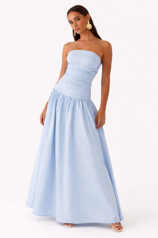 Strapless Maxi Dress Women – Fitted Bodice & Flowy Skirt, Summer Wedding Guest Formal