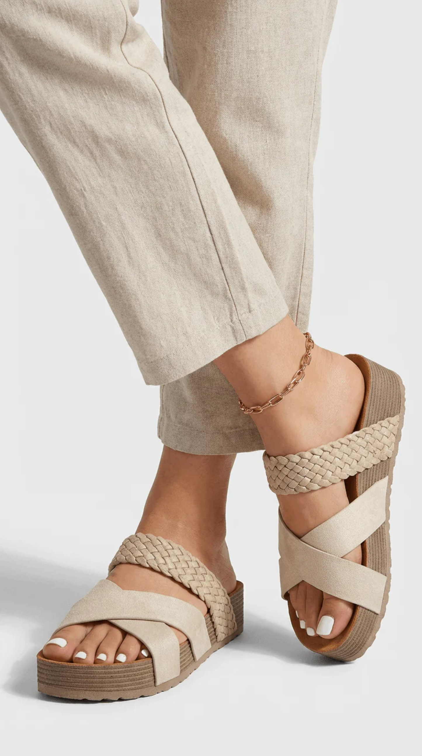 Braided Cross-Strap Platform Sandals Women – Open Toe & Cushioned Sole, Boho Patio Summer Canada