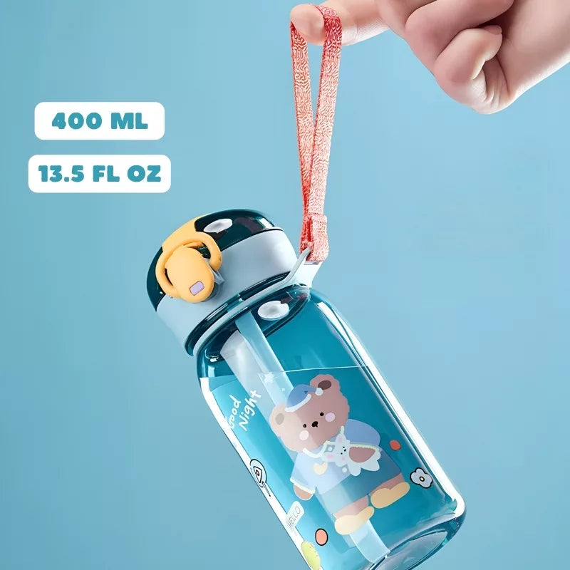 Kids water bottle push open lid