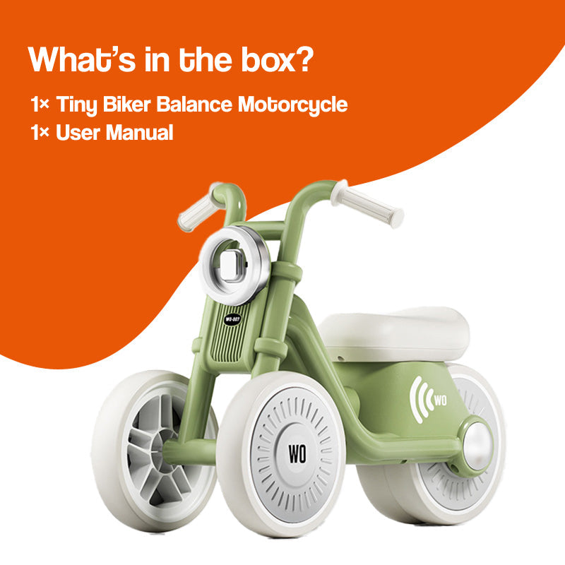Kids balance bike green colour detail angle
